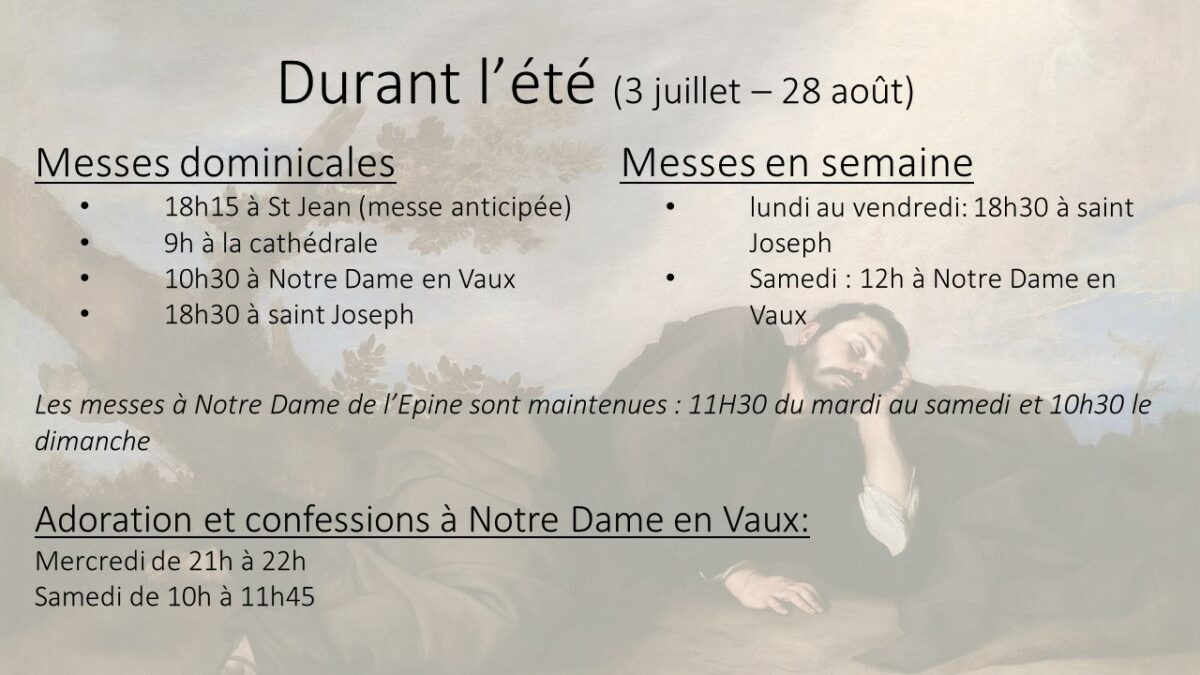 Les horaires Eglise saint Étienne paroisse de Châlons centre